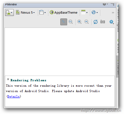 Android Studio: This version of the rendering library is more recent than your version of Android Studio